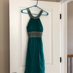 CACHE Teal Beaded Cocktail Dress